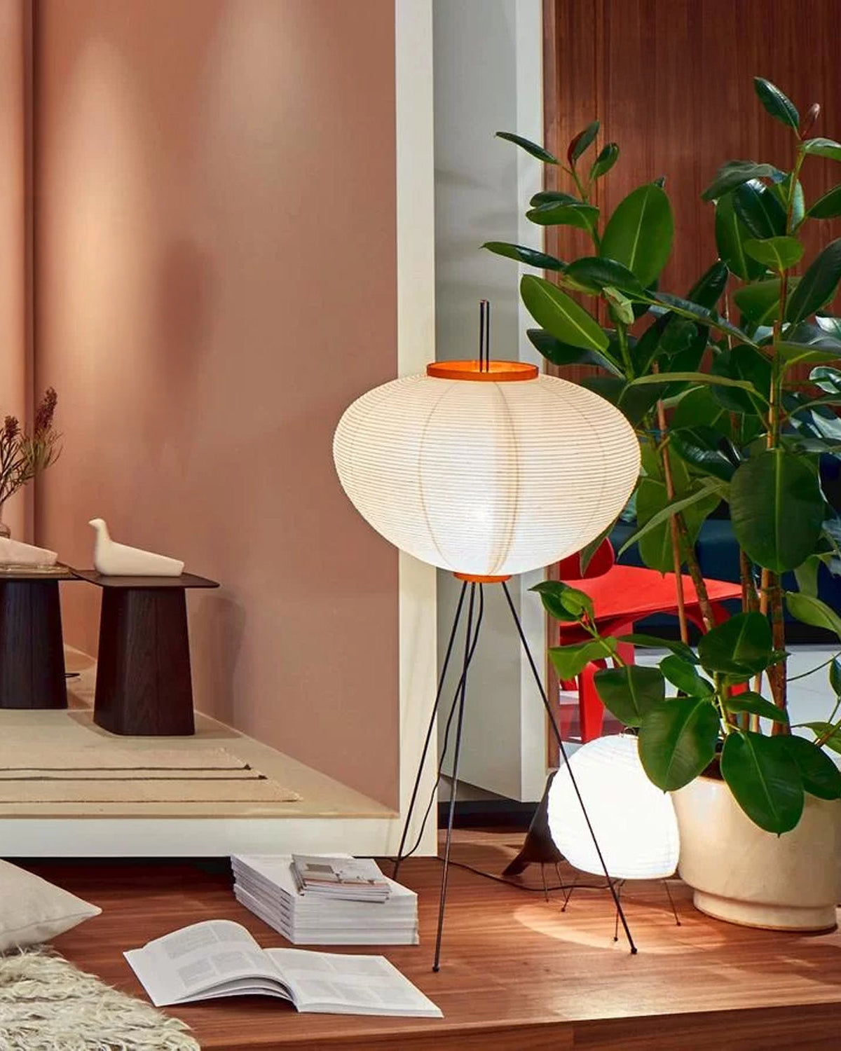 Lampadaire Tripode Lantern en Tissu