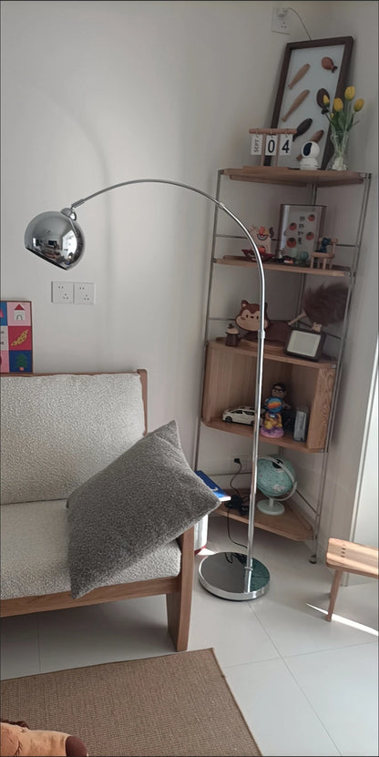 Lampadaire chrome en arc