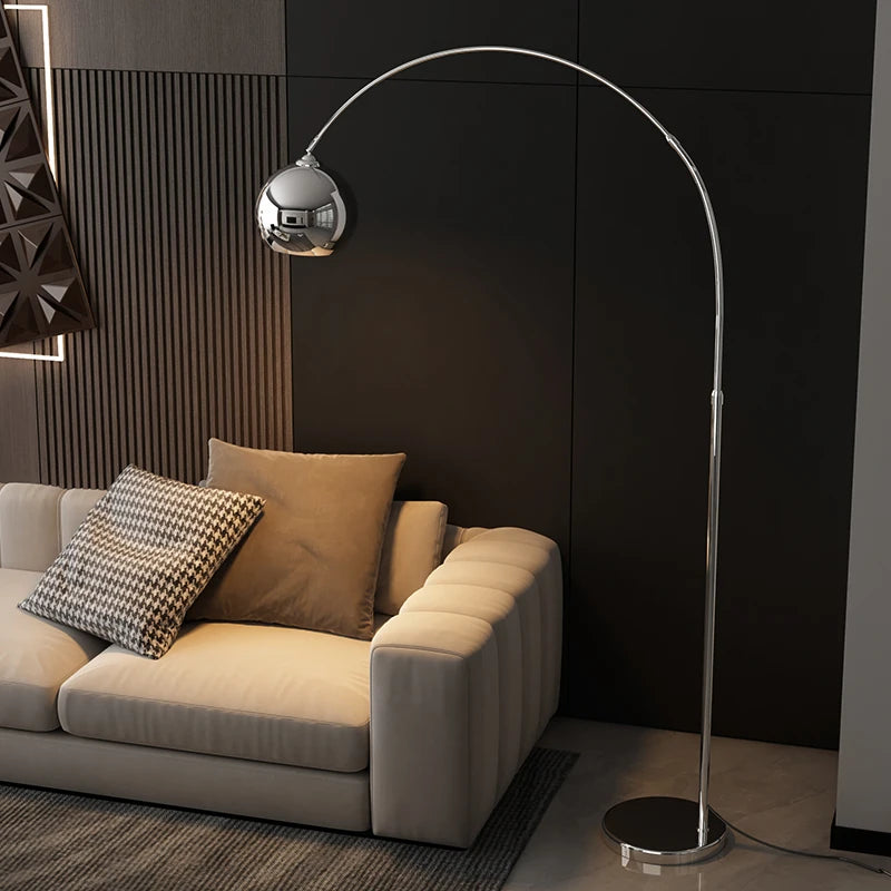 Lampadaire chrome en arc