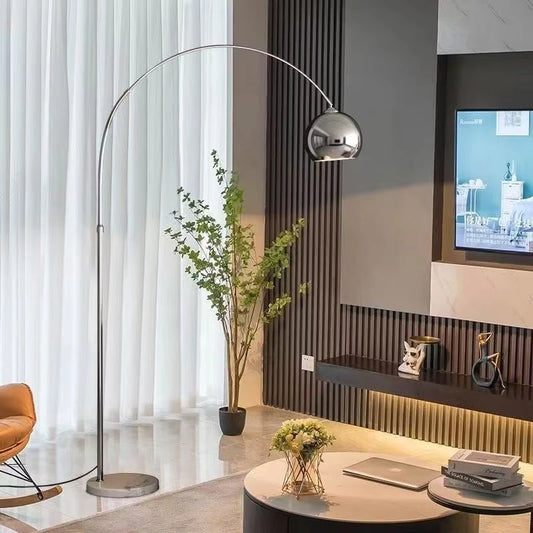 Lampadaire chrome en arc