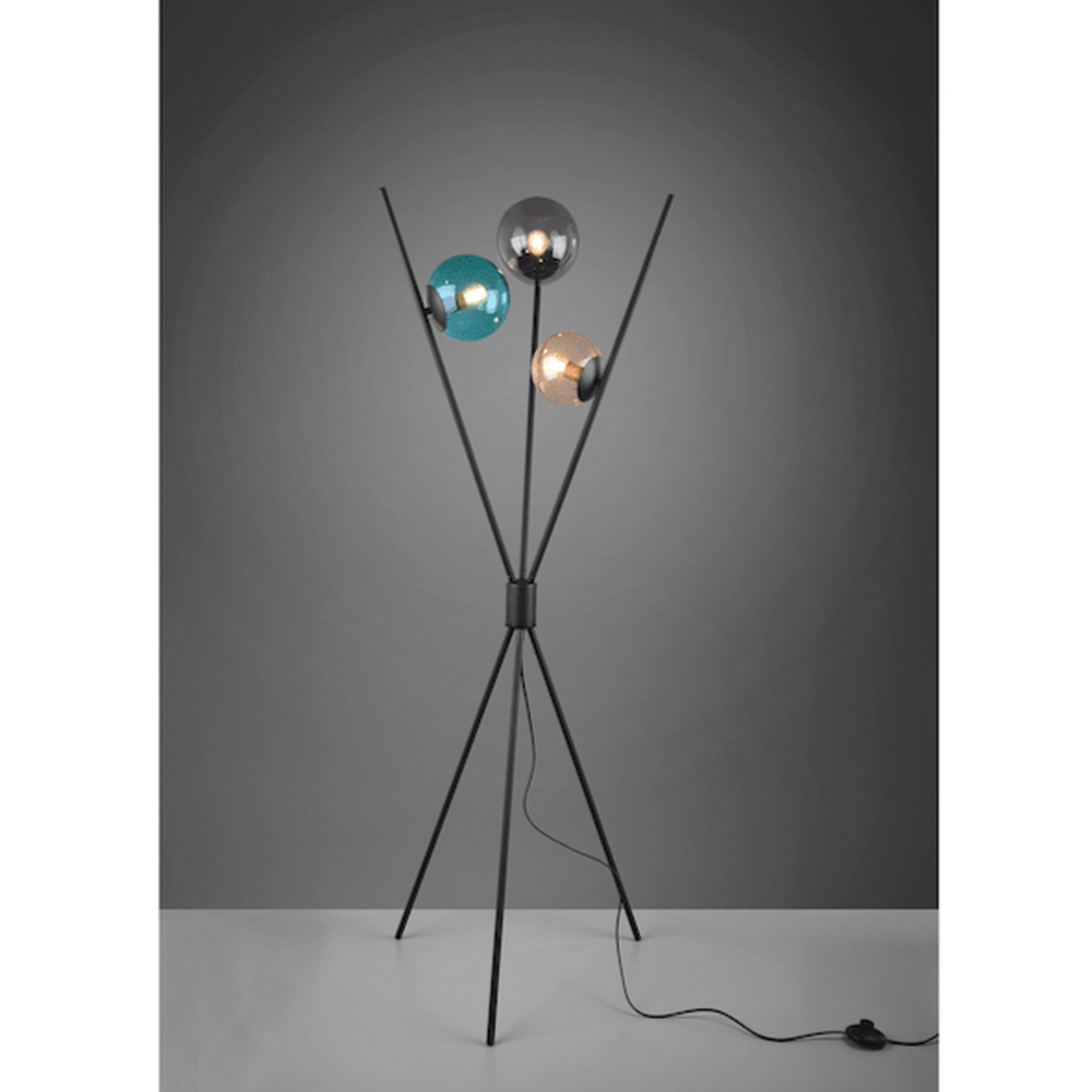 Lampadaire design original avec globes en verre