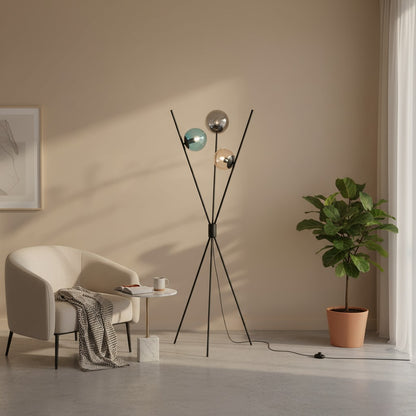 Lampadaire design original avec globes en verre