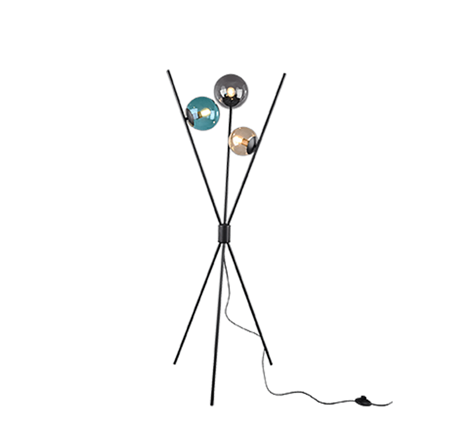 Lampadaire design original avec globes en verre