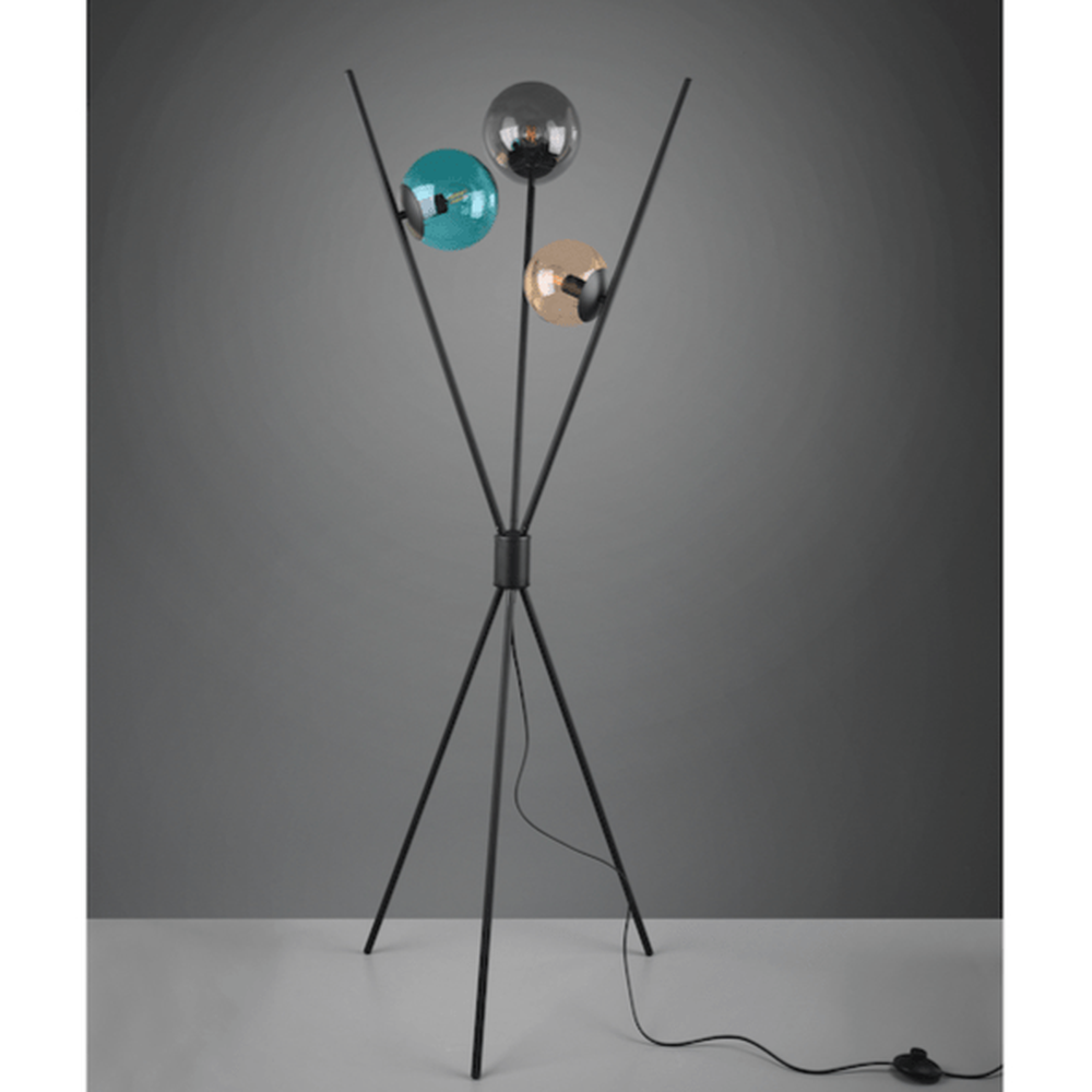 Lampadaire design original avec globes en verre