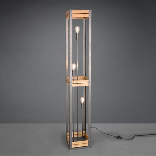 Lampadaire en Bois Naturel - Style Industriel