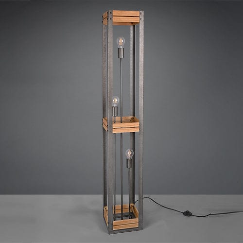 Lampadaire en Bois Naturel - Style Industriel