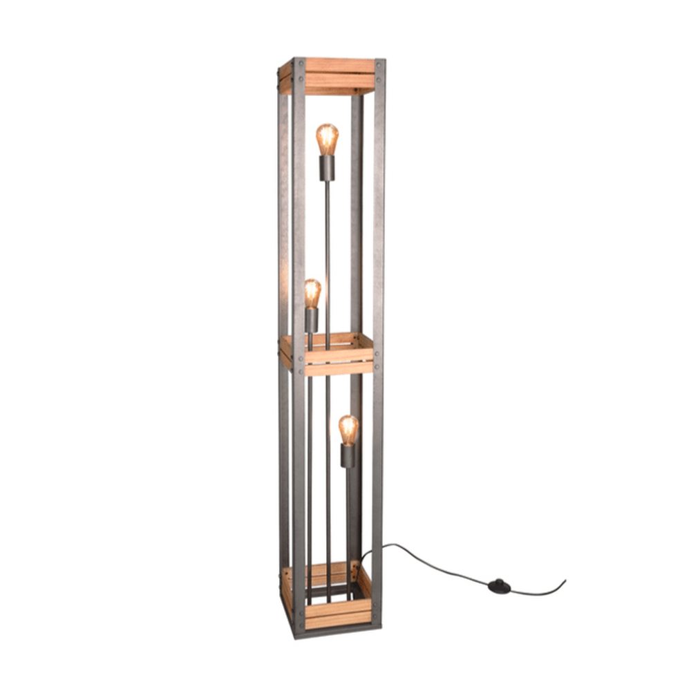 Lampadaire en Bois Naturel - Style Industriel