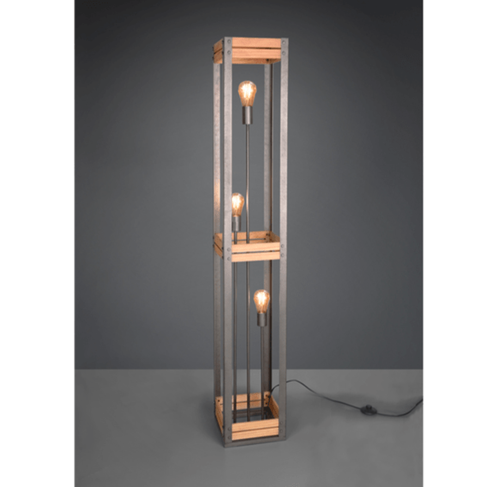 Lampadaire en Bois Naturel - Style Industriel