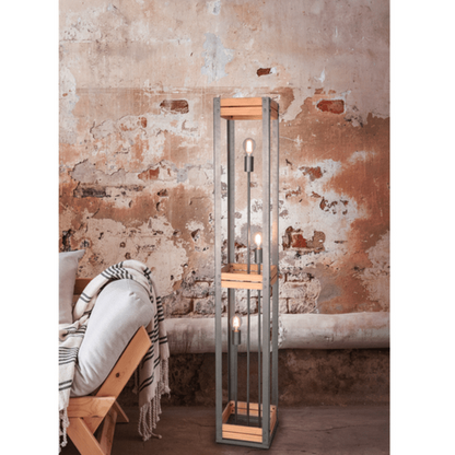 Lampadaire en Bois Naturel - Style Industriel