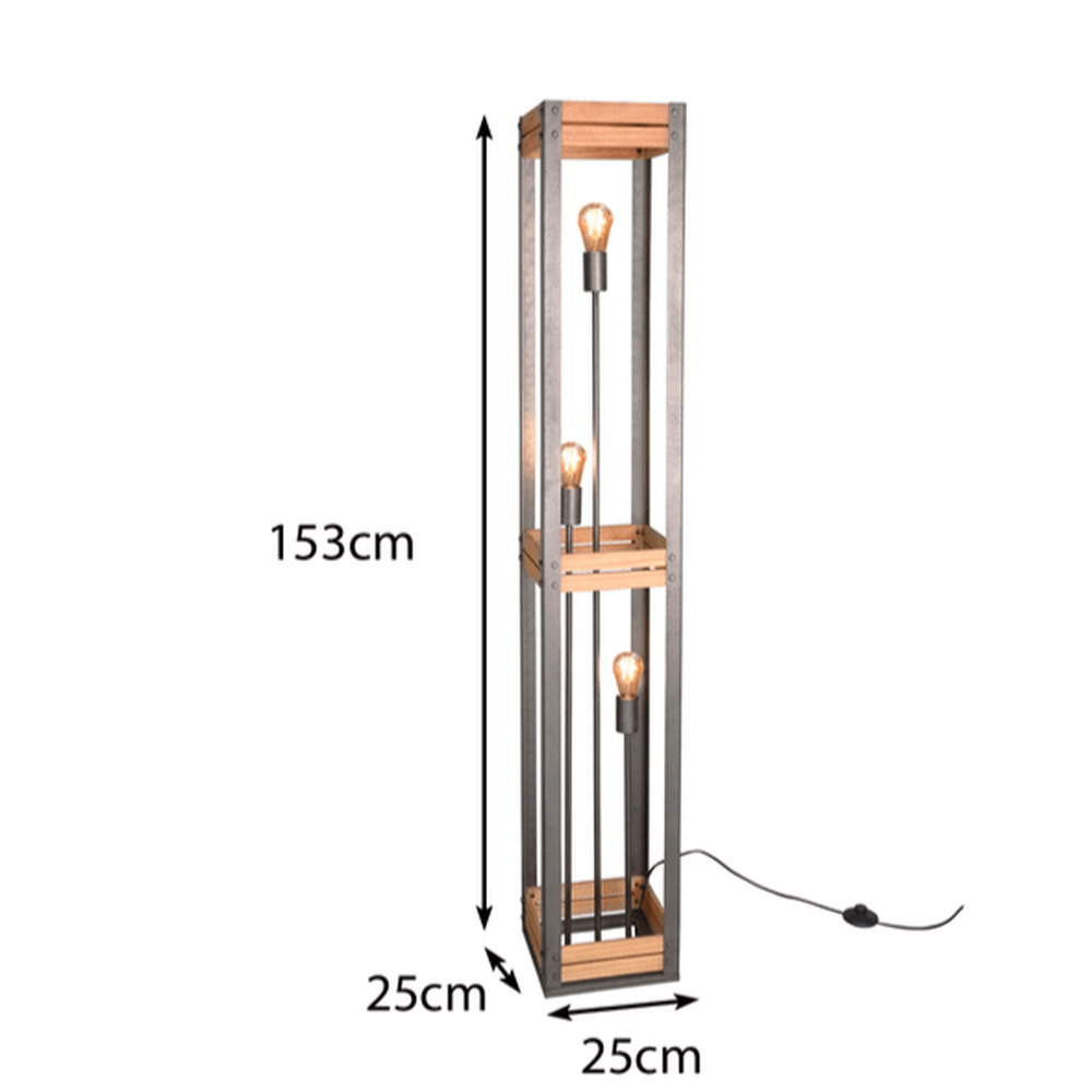 Lampadaire en Bois Naturel - Style Industriel