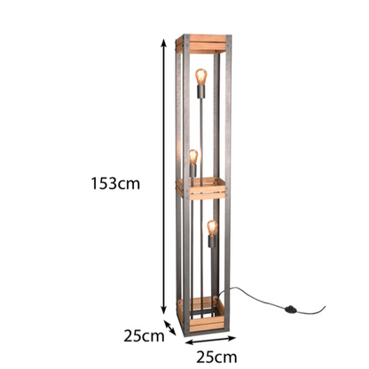 Lampadaire en Bois Naturel - Style Industriel