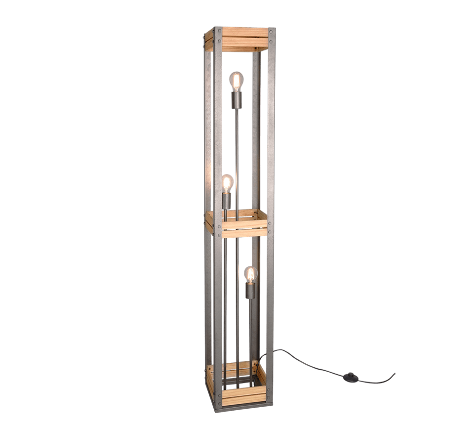 Lampadaire en Bois Naturel - Style Industriel