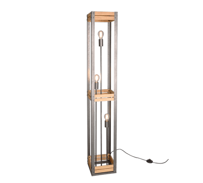 Lampadaire en Bois Naturel - Style Industriel
