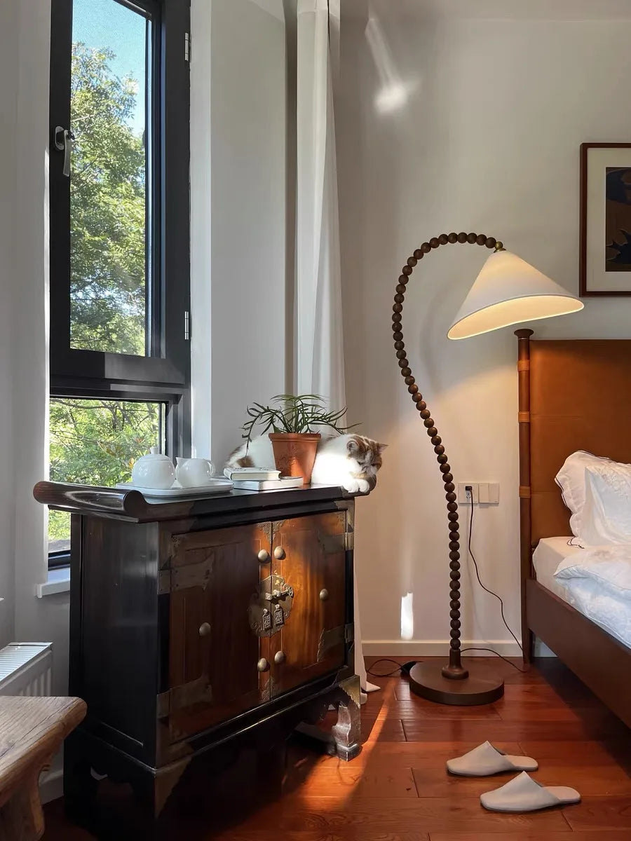 Lampadaire en Bois - Style Nordique Blanc