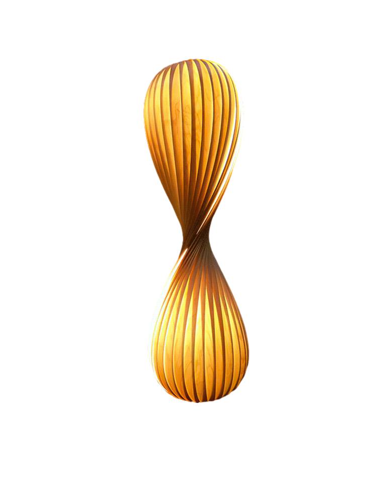 Lampadaire en Bois à Tour Torsadée -Élégance Sculptée