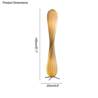 Lampadaire en Bois à Tour Torsadée -Élégance Sculptée