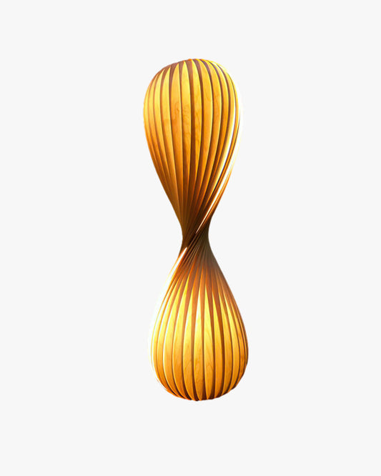 Lampadaire en Bois à Tour Torsadée -Élégance Sculptée