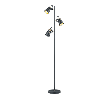 Lampadaire noir industriel 3 spots pour salon