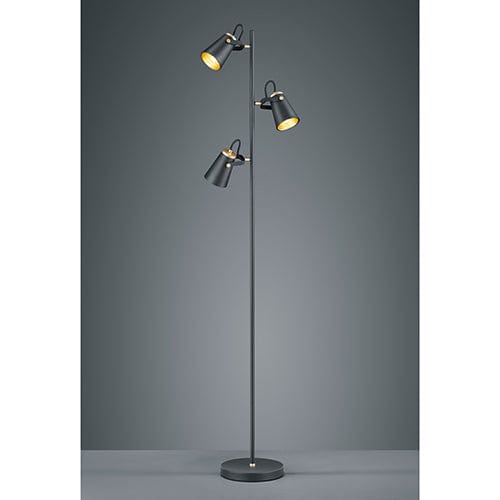 Lampadaire noir industriel 3 spots pour salon
