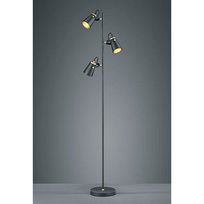 Lampadaire noir industriel 3 spots pour salon