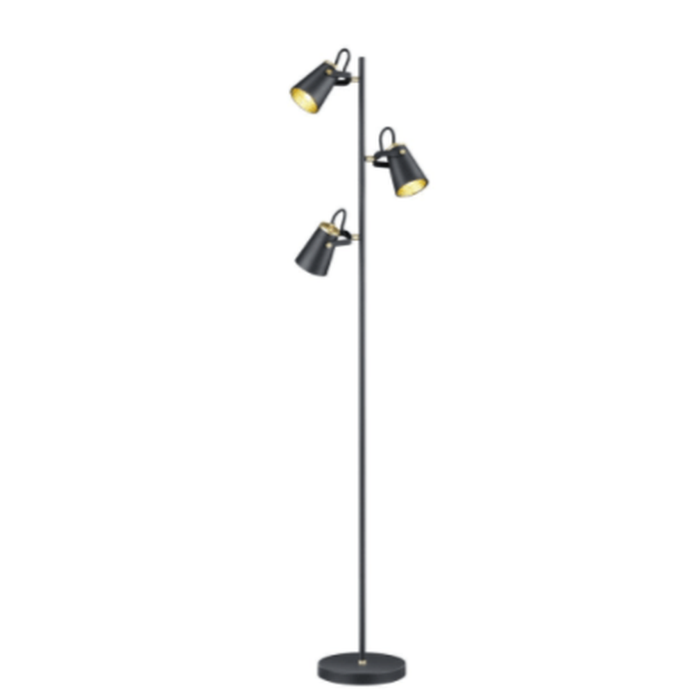 Lampadaire noir industriel 3 spots pour salon
