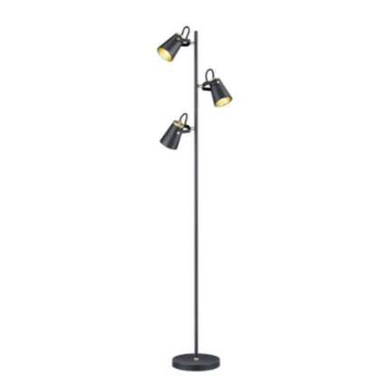 Lampadaire noir industriel 3 spots pour salon