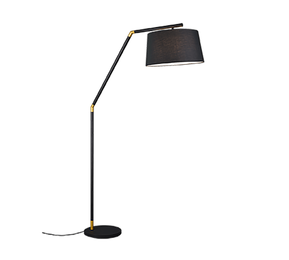 Lampadaire noir minimaliste avec abat jour en tissu