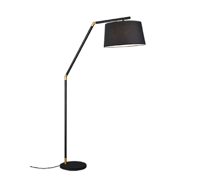 Lampadaire noir minimaliste avec abat jour en tissu