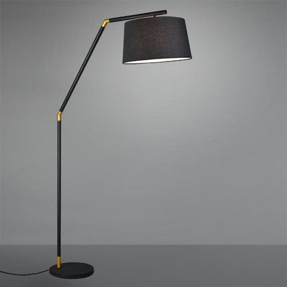 Lampadaire noir minimaliste avec abat jour en tissu