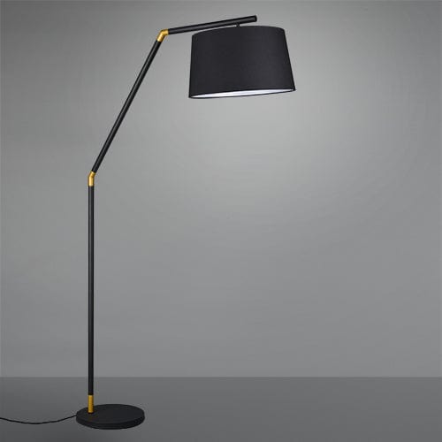 Lampadaire noir minimaliste avec abat jour en tissu