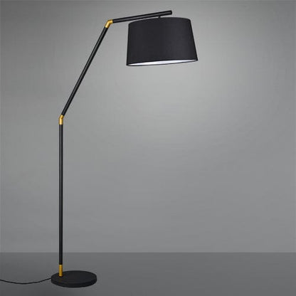 Lampadaire noir minimaliste avec abat jour en tissu