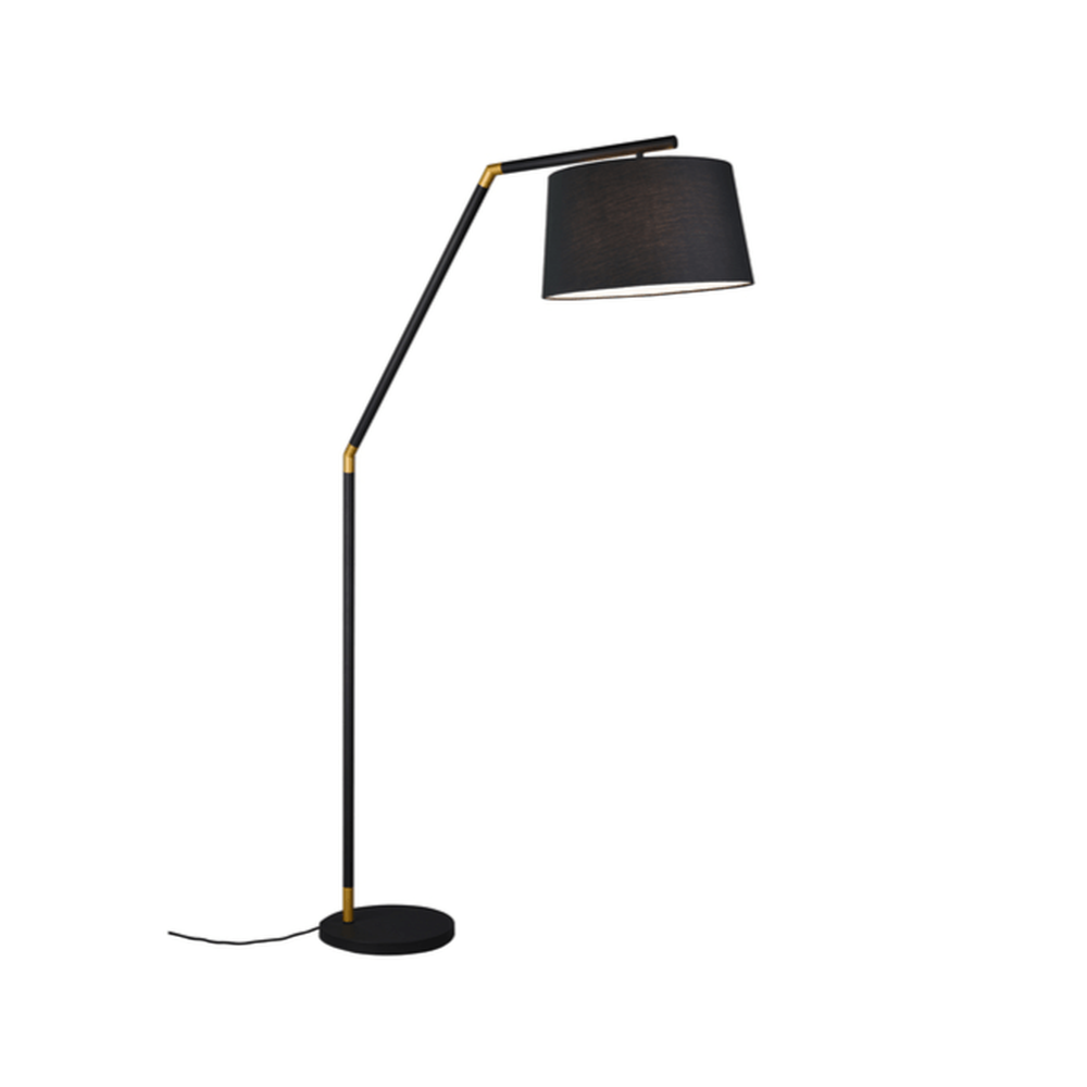 Lampadaire noir minimaliste avec abat jour en tissu