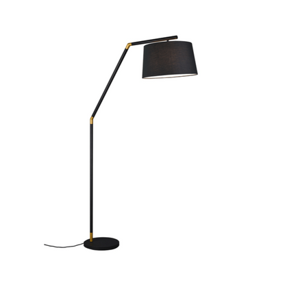 Lampadaire noir minimaliste avec abat jour en tissu