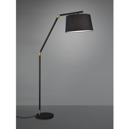Lampadaire noir minimaliste avec abat jour en tissu