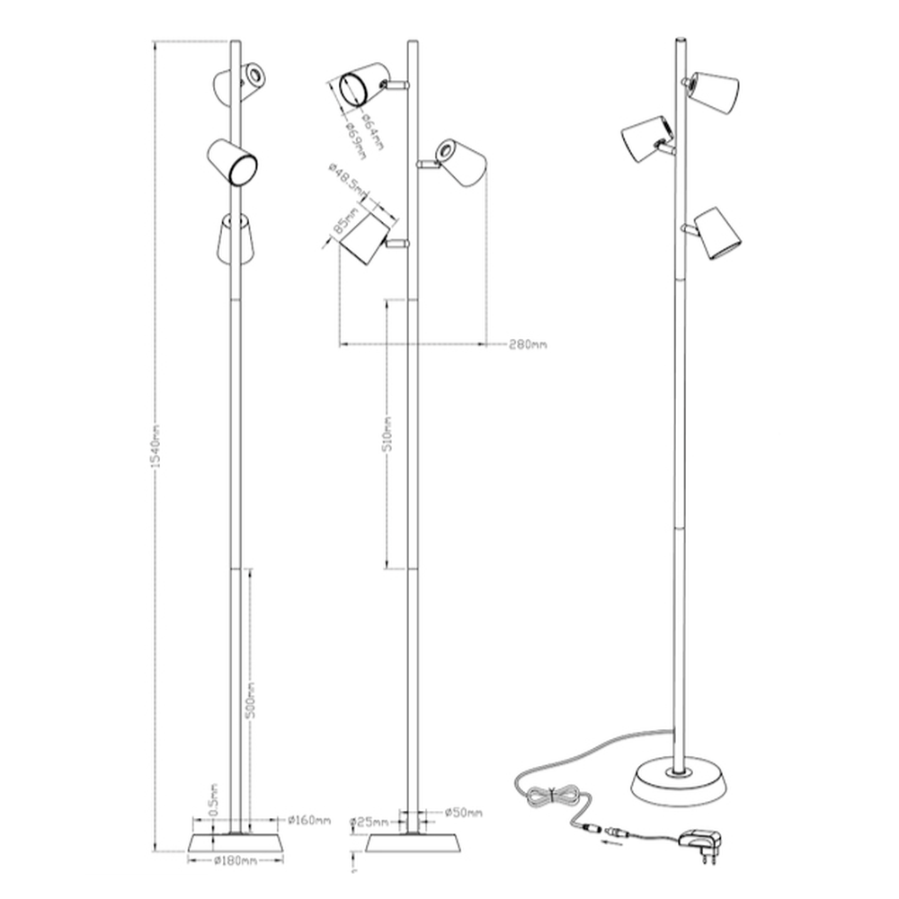 Lampadaire pour Salon Argenté Moderne