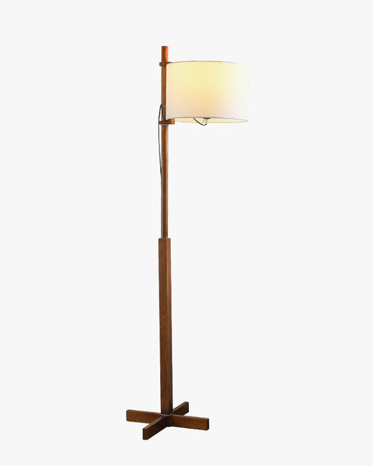 Lampadaire Bois avec Abat-Jour en Tissu