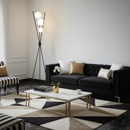 Lampadaires LED rétro noir et globes blancs