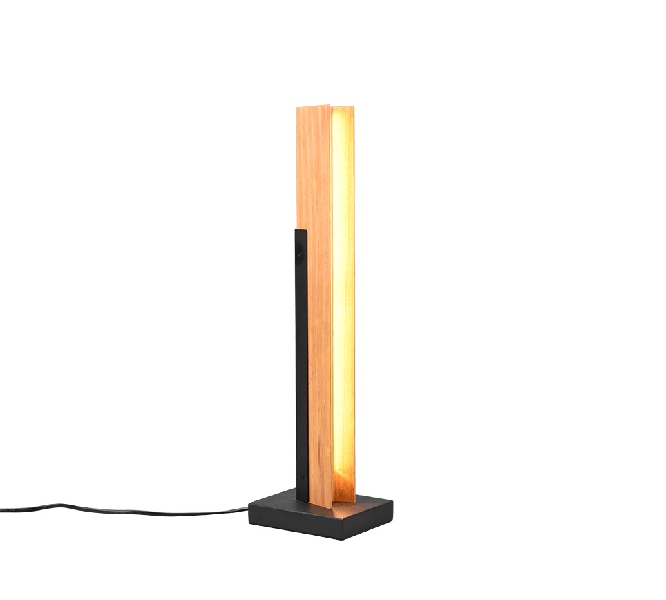 Lampe Chevet Noire et Bois - Style Scandinave Minimaliste