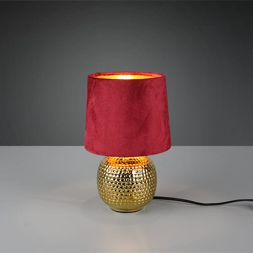 Lampe De Table Dorée et Abat Jour Rouge