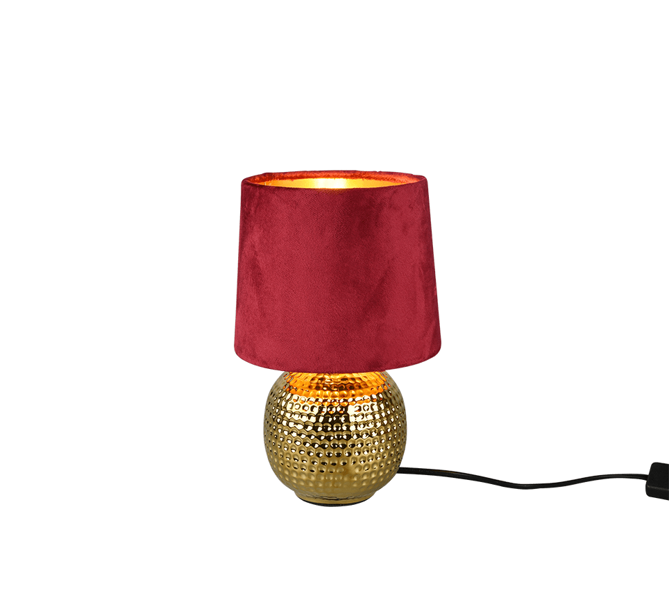 Lampe De Table Dorée et Abat Jour Rouge