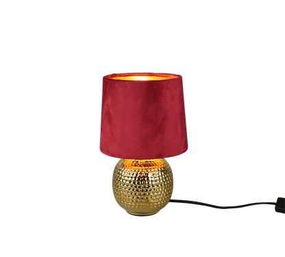 Lampe De Table Dorée et Abat Jour Rouge