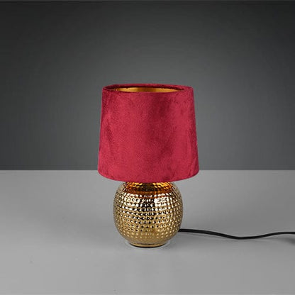 Lampe De Table Dorée et Abat Jour Rouge