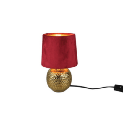Lampe De Table Dorée et Abat Jour Rouge
