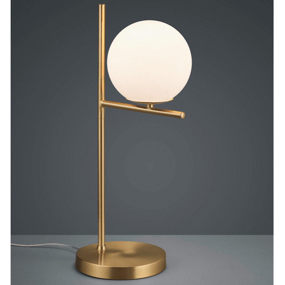Lampe De Table En Laiton et Globe Blanc