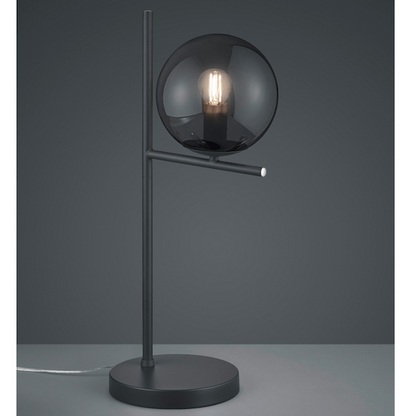 Lampe De Table Noire avec Globe en Verre - Style Moderne