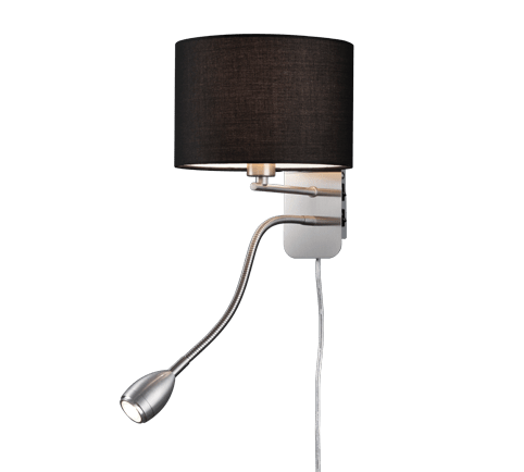 Lampe Murale Liseuse et Abat Jour Rond Noir - Style Moderne