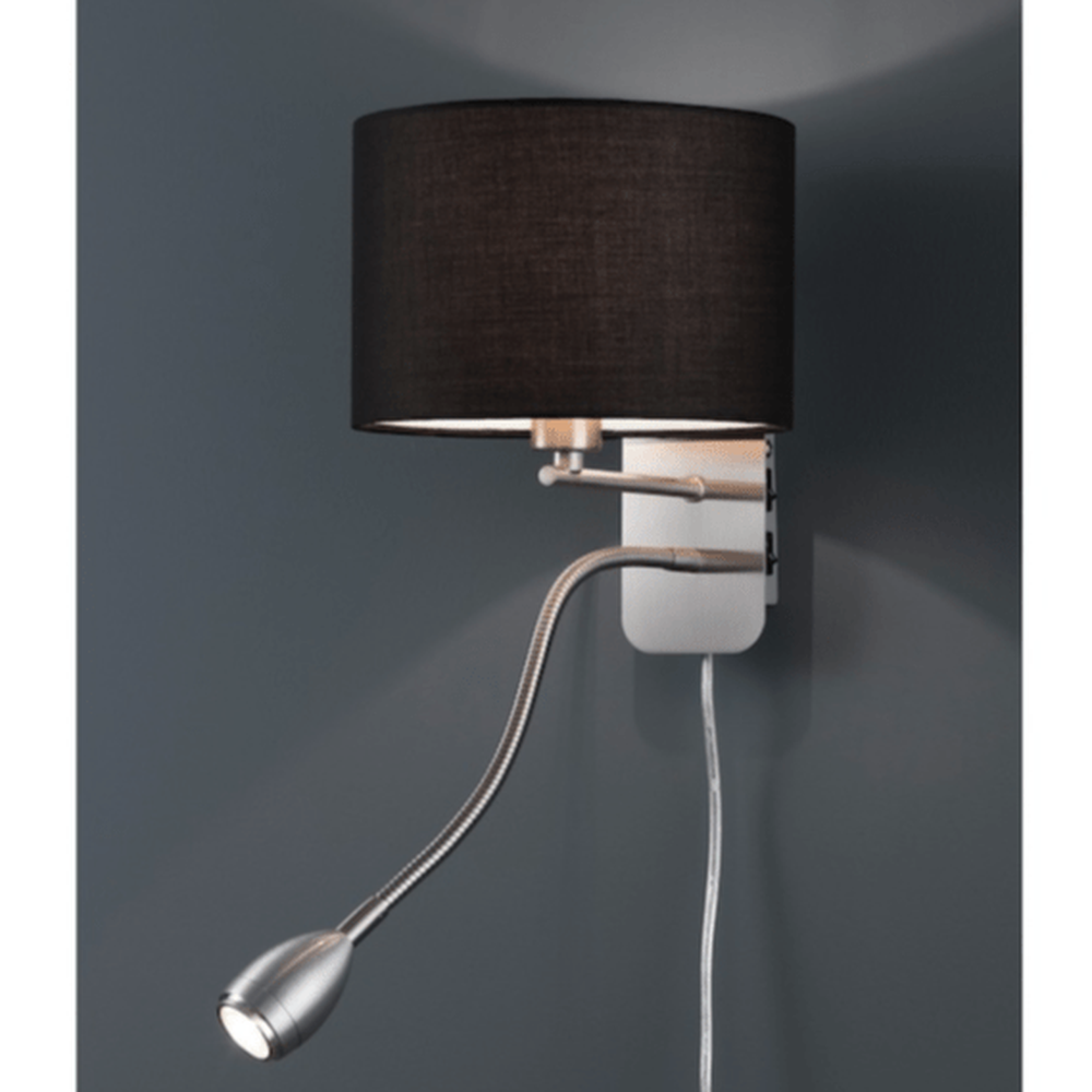 Lampe Murale Liseuse et Abat Jour Rond Noir - Style Moderne
