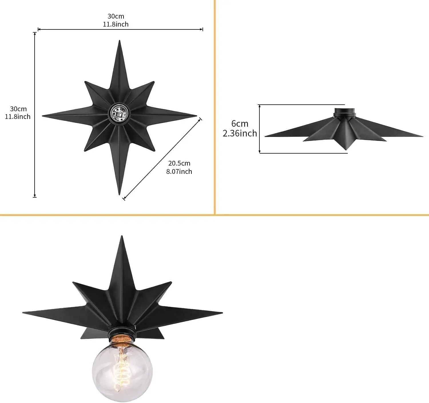 Lampe Murale STARLIGHT - Etoile Dorée LED