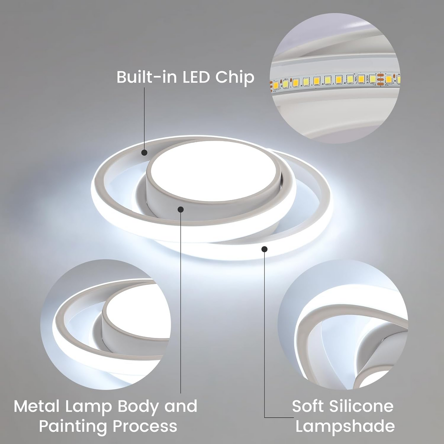 Lampe Plafond LED Duo Anneaux - Éclat Minimaliste