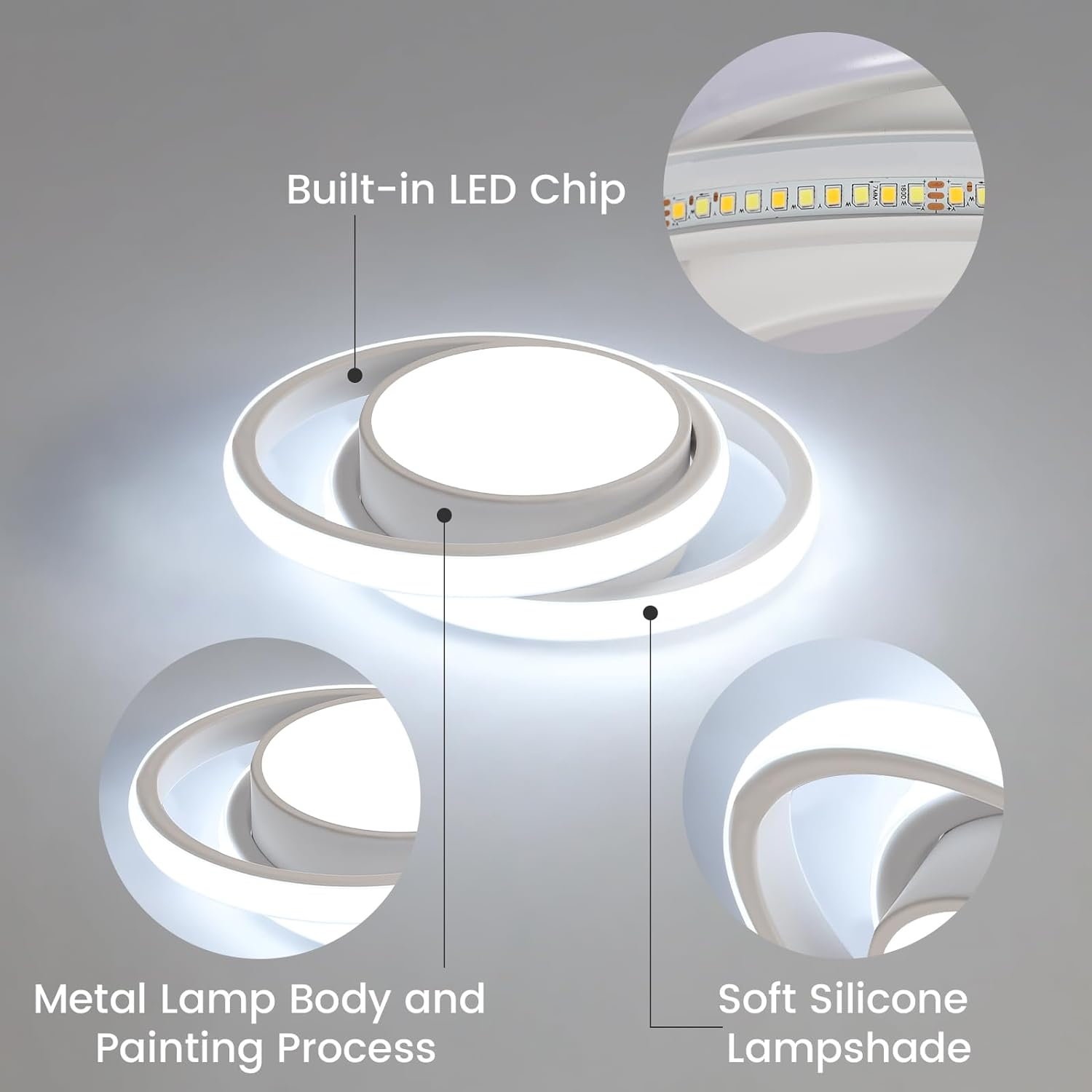 Lampe Plafond LED Duo Anneaux - Éclat Minimaliste